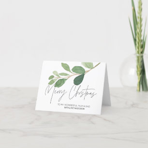 Modern Eucalyptus Christmas Card for Mum and Dad