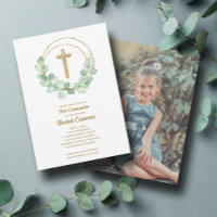 Modern Eucalyptus Cross Girl First Communion