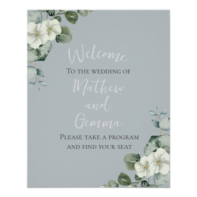 Modern Eucalyptus Design Wedding Poster (Front)