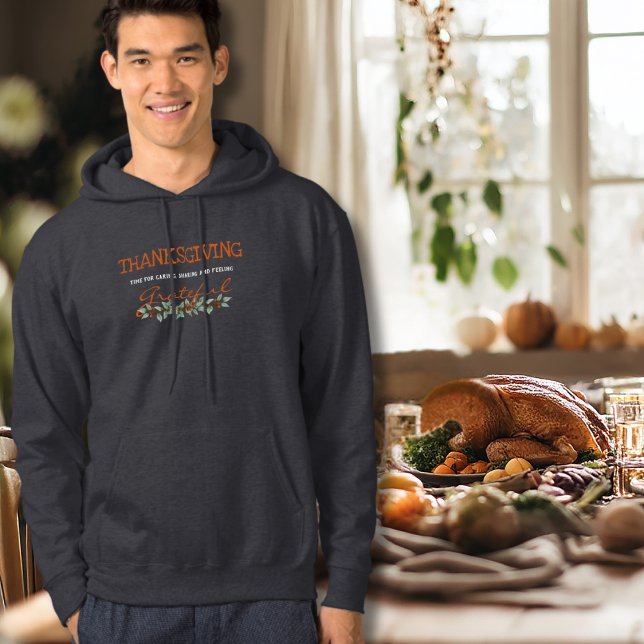 Modern Eucalyptus Feeling Grateful Thanksgiving  Hoodie (Creator Uploaded)