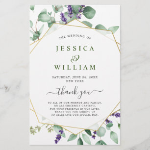 Modern Eucalyptus Floral Wedding Ceremony Program