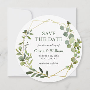 Modern Eucalyptus Floral Wedding SAVE THE DATE Invitation