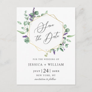 Modern Eucalyptus Floral Wedding Save the Date Postcard