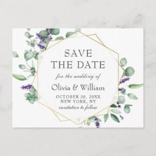 Modern Eucalyptus Floral Wedding Save the Date Postcard