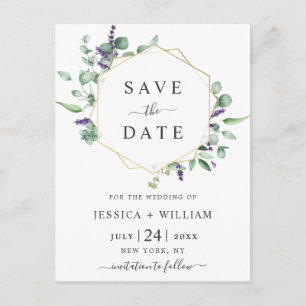 Modern Eucalyptus Floral Wedding Save the Date Postcard