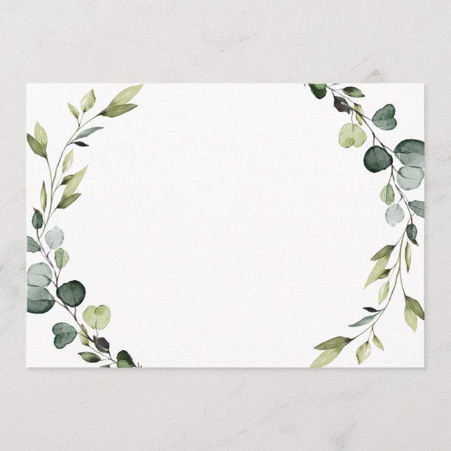Modern Eucalyptus Foliage Wreath Frame Note Car Card (Front)