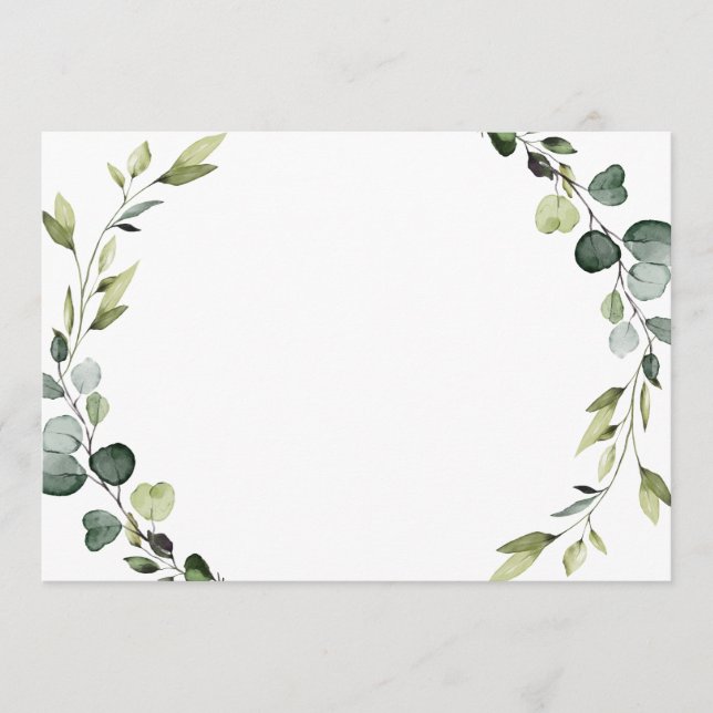 Modern Eucalyptus Foliage Wreath Frame Note Card (Front)
