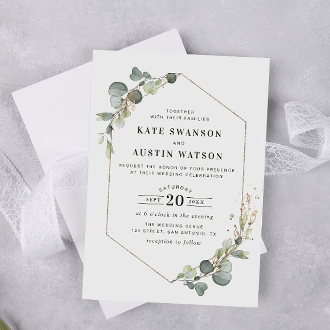 modern eucalyptus frame wedding invitation (Creator Uploaded)