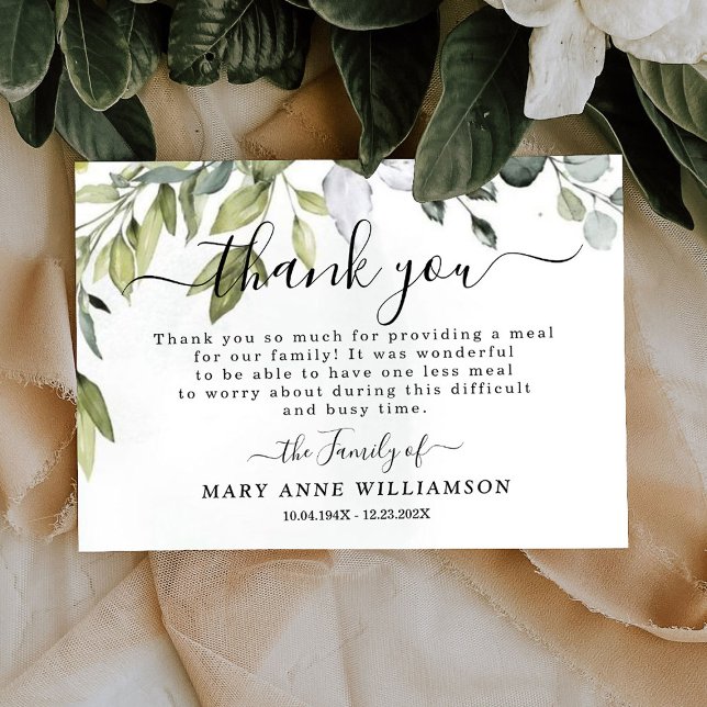 Modern Eucalyptus Funeral Food Thank You Card (Creator Uploaded)