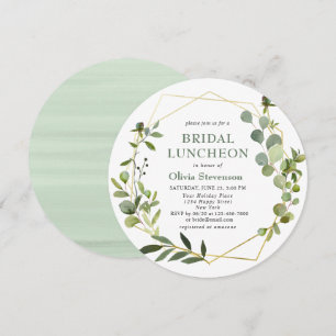 Modern Eucalyptus Geometric Frame BRIDAL LUNCHEON Invitation