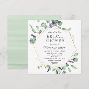 Modern Eucalyptus Geometric Frame Bridal Shower Invitation