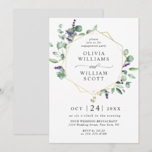 Modern Eucalyptus Geometric Frame ENGAGEMENT PARTY Invitation