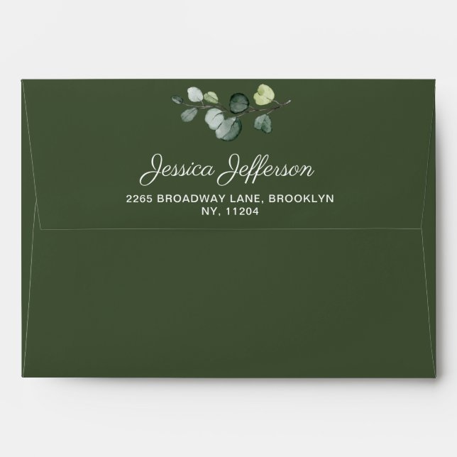Modern Eucalyptus Geometric Frame for 5x7 card Envelope (Back (Top Flap))