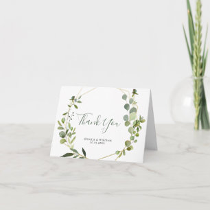 Modern Eucalyptus Geometric Frame Thank You Card