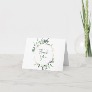 Modern Eucalyptus Geometric Frame Thank You Card