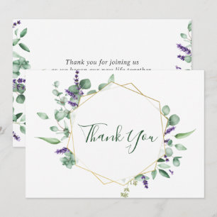 Modern Eucalyptus Geometric Frame Thank You Card