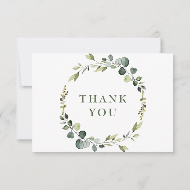 Modern Eucalyptus Geometric Frame Thank You Card (Front)