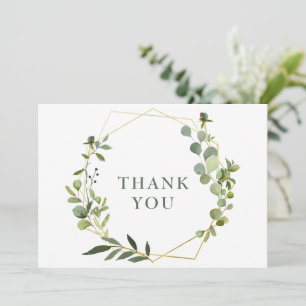Modern Eucalyptus Geometric Frame Thank You Card