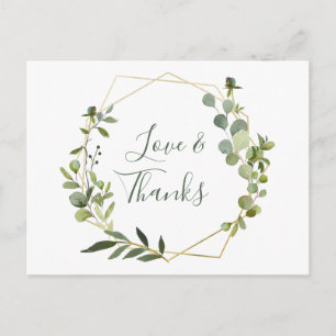 Modern Eucalyptus Geometric Frame Thank You Postcard