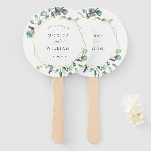Modern Eucalyptus Geometric Frame Wedding Hand Fan