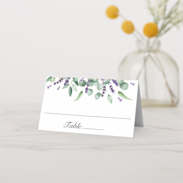 Modern Eucalyptus Geometric Frame Wedding Table Place Card (Front)