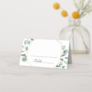 Modern Eucalyptus Geometric Frame Wedding Table Place Card