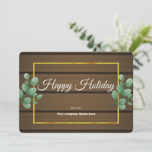 Modern Eucalyptus gold frame Business Holiday Card