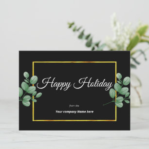 Modern Eucalyptus gold frame Business Holiday  Card