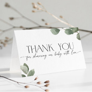 Modern Eucalyptus Greenery Baby Shower Thank You Card