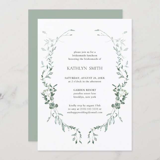 Modern Eucalyptus Greenery Bridesmaids Luncheon Invitation (Creator Uploaded)