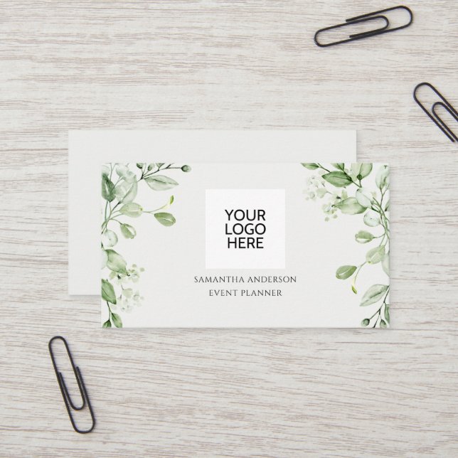 Modern Eucalyptus Greenery Event Planner  Business Card (Front/Back In Situ)
