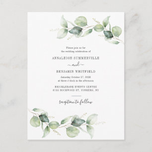 Modern Eucalyptus Greenery Foliage Rustic Wedding Invitation Postcard