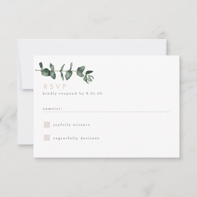 Modern Eucalyptus Greenery RSVP Card (Front)
