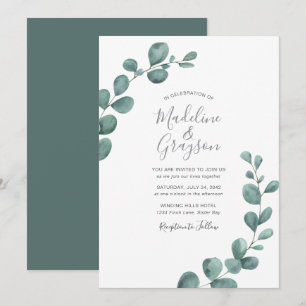 Modern Eucalyptus Greenery Script Wedding Invitation