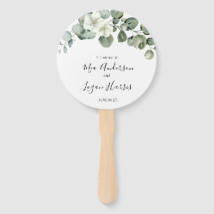 modern eucalyptus greenery wedding hand fan