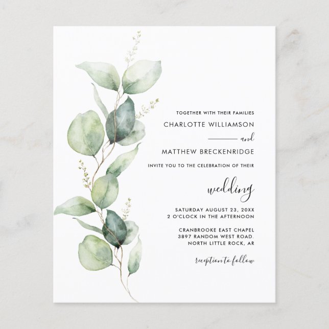 Modern Eucalyptus Greenery Wedding Invitation (Front)
