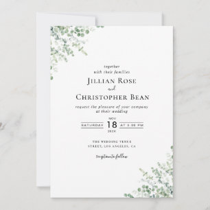 modern eucalyptus greenery wedding invitation