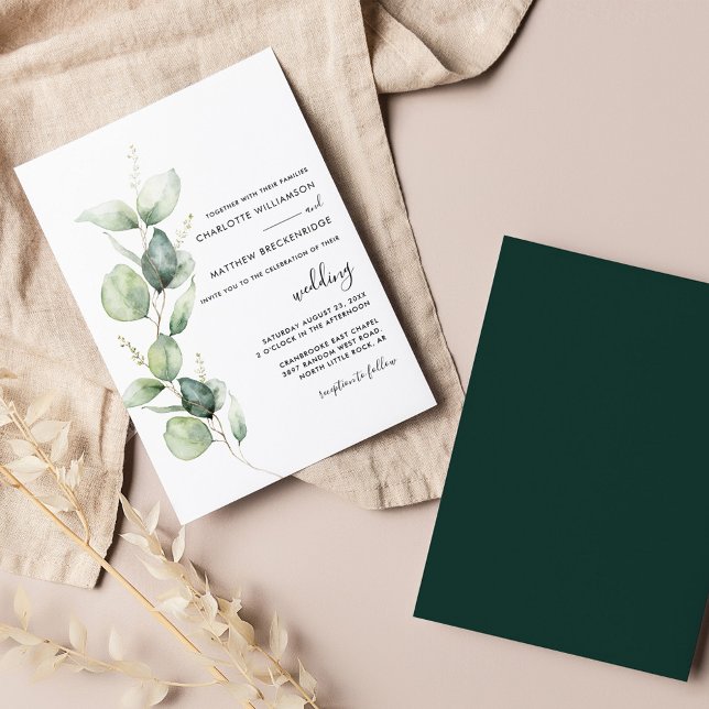 Modern Eucalyptus Greenery Wedding Invitation (Eucalyptus Wedding Invitation)