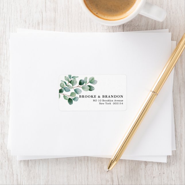 Modern Eucalyptus Greenery Wedding Label (Insitu)