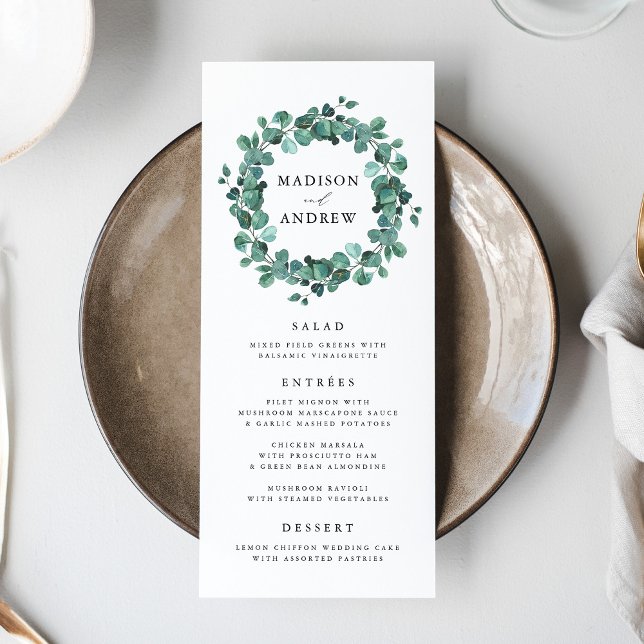 Modern Eucalyptus Greenery Wedding Menu Card (Creator Uploaded)
