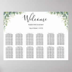  Modern Eucalyptus Greenery Wedding Seating Chart