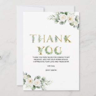 modern eucalyptus greenery wedding thank you card