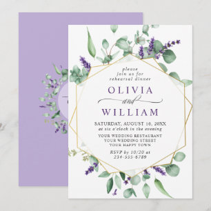 Modern Eucalyptus Lavender REHEARSAL DINNER Invitation