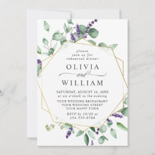 Modern Eucalyptus Lavender REHEARSAL DINNER Invitation