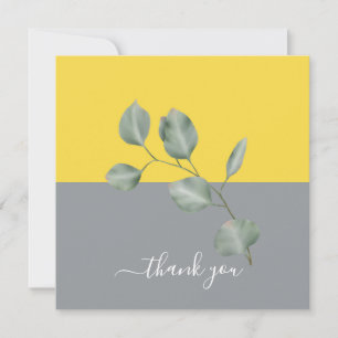 Modern Eucalyptus Leaves Colorblock Thank You Card