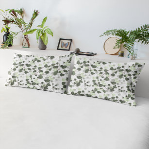 Modern Eucalyptus Leaves Green White Pattern Pillowcase