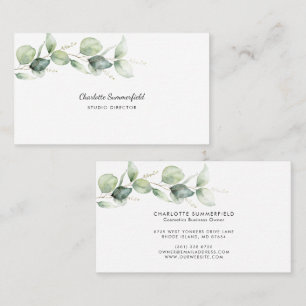Modern Eucalyptus Minimalist Elegant Script Business Card
