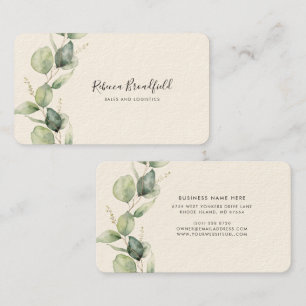Modern Eucalyptus Minimalist Script Employees Business Card