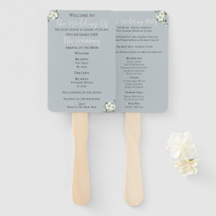 Modern Eucalyptus Order of service hand Fans