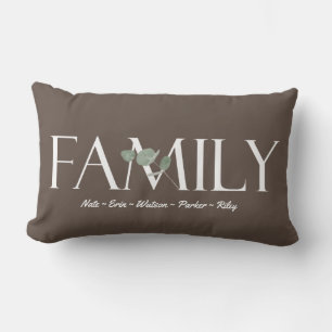 Modern Eucalyptus Personalised Family Names Lumbar Cushion